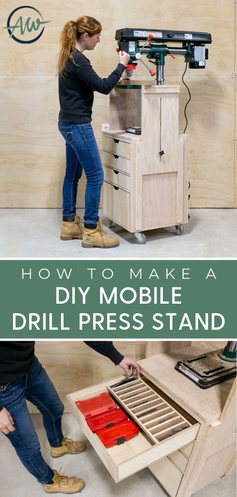 Drill Press Stand, Press Table, Drill Press Table, Table Woodworking, Basic Woodworking, Mobile Workbench, Woodworking Bench Plans, Shop Bench, Unique Woodworking