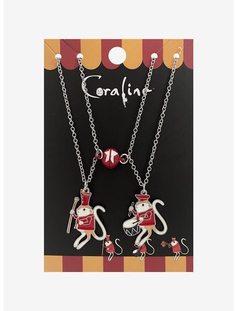 Coraline Jumping Mice Circus Best Friend Necklace Set | Hot Topic Necklaces Best Friends, Coraline Hot Topic, Coraline Jumping Mice, Coraline Gifts, Jumping Mice, Clown Necklace, Girly Christmas Gifts, Coraline Aesthetic, Scary Drawings