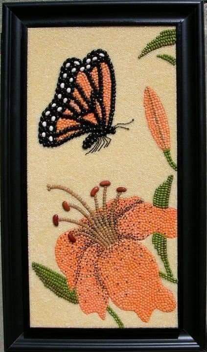 Seed Craft, Coffee Bean Art, Seed Bead Art, Seed Art, Art N Craft, Stone Crafts, Button Art, Nature Crafts, Rock Crafts