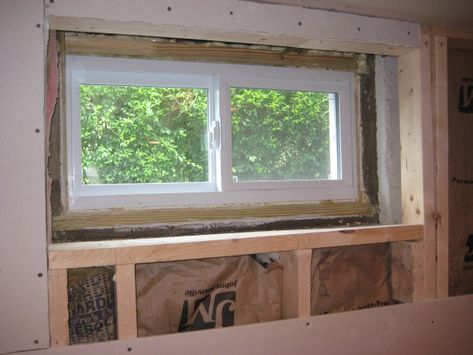 Framing And Trimming Basement Window - Carpentry - DIY Chatroom ... Framing A Basement, Framing Basement Walls, Basement Insulation, Basement Refinishing, Basement Window, Basement Doors, Dream Basement, Basement Office, Basement Remodel Diy