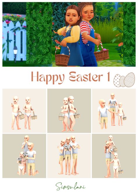 Easter Poses, Sims 4 Couple Poses, Toddler Poses, Sims 4 Blog, Sims 4 Family, 4 Poses, Sims 4 Cc Folder, Tumblr Sims 4, Sims 4 Gameplay