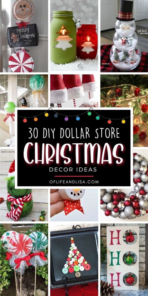 30+ BEST DIY Dollar Store Christmas Decorations You’ll Love – Of Life and Lisa Diy Dollar Store Christmas Decor, Alt Diy, Store Christmas Decor, Store Christmas Decorations, Diy Christmas Decorations Dollar Store, Craft Bazaar, Dollar Store Christmas Decor, Dollar Store Christmas Decorations, Storing Christmas Decorations