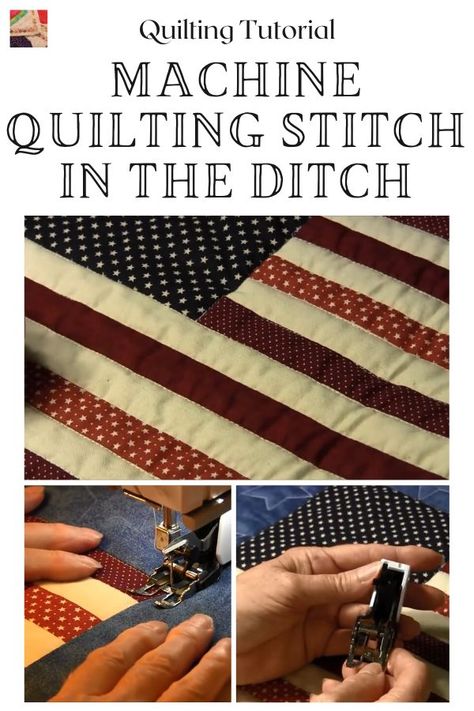 This quilting tutorial teaches how to use one of the types of quilting stitches, machine quilt stitch in the ditch. In The Ditch Quilting, Sewing Step By Step, Machine Quilting Tutorial, Stitch In The Ditch, An Invisible Thread, Repurposed Crafts, Learn Sewing, Learn To Quilt, Fun Craft Projects