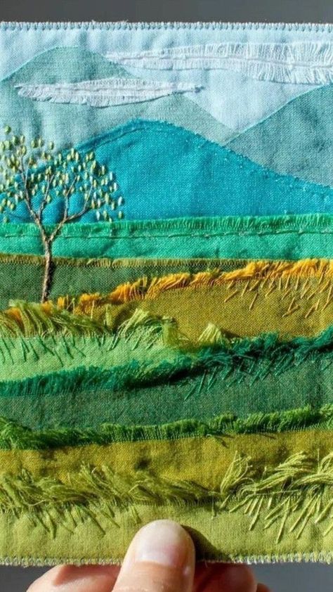 Fabric Landscape Art, Textile Postcards, Fabric Landscapes, Texture Studies, Embroidered Landscapes, Collage Landscape, Port Fairy, Landscape Art Quilts, Applique Art