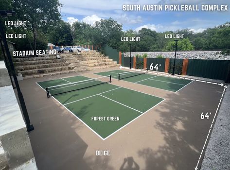 South Austin Pickleball Complex - Sport Court Pickleball Court Colors, Farm Resort, Basketball Court Backyard, Pickleball Courts, Stadium Seats, Pickleball Court, Sport Court, Pickle Ball, Sport Gym