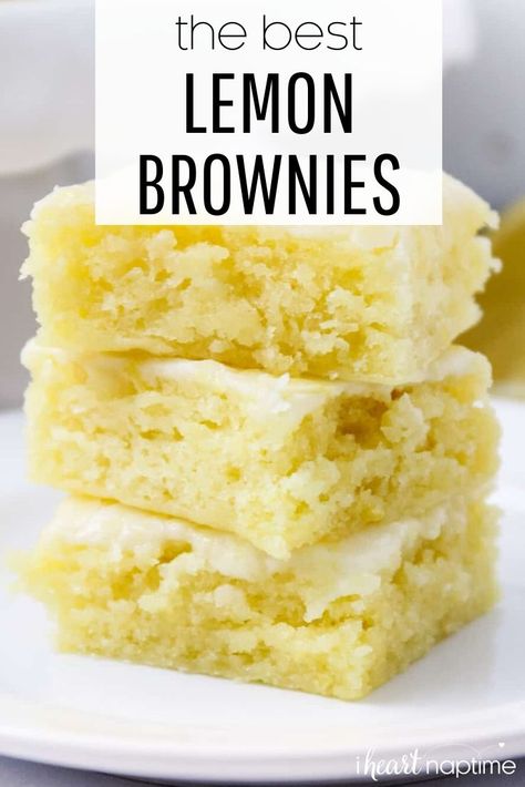 Gluten Free Lemon Desserts, Baking Summer, Lemon Blondies, Gluten Free Brownies Recipe, Cream Cheese Sugar Cookies, Lemon Brownies, Lemon Dessert Recipes, Gluten Free Brownies, Lemon Glaze