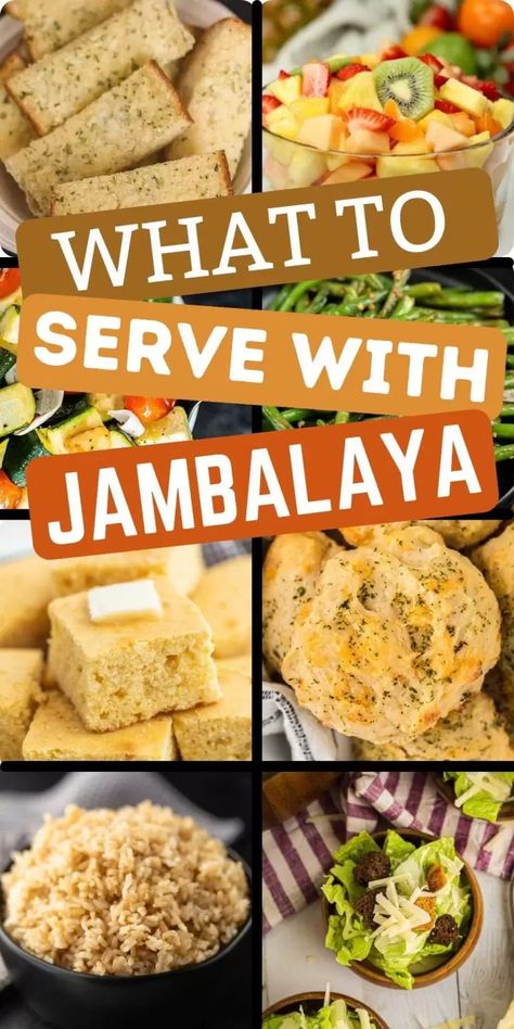 What to serve with Jambalaya - 19 Easy Side Dishes Jambalaya Side Dishes, Jambalaya Sides, Jambalaya Recipe Crockpot, Shrimp Jambalaya Recipe, Tropical Fruit Salad Recipe, Jambalaya Recipe Instant Pot, Sausage Jambalaya Recipe, Classic Cornbread, Roasted Peaches