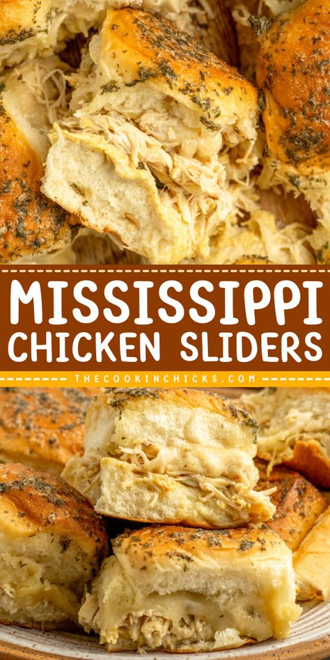 From tailgates to family dinners, these Mississippi Chicken Sliders are sure to steal the show – get ready for some serious finger-lickin' goodness! Italian Chicken Sliders, Mississippi Sin Sliders, Mississippi Sliders, Mississippi Chicken Sliders, Chicken Sliders Recipes Kings Hawaiian, Six Sisters Recipes, Chicken Sliders Recipes, Recipes With Hawaiian Rolls, Flavorful Chicken Breast Recipes