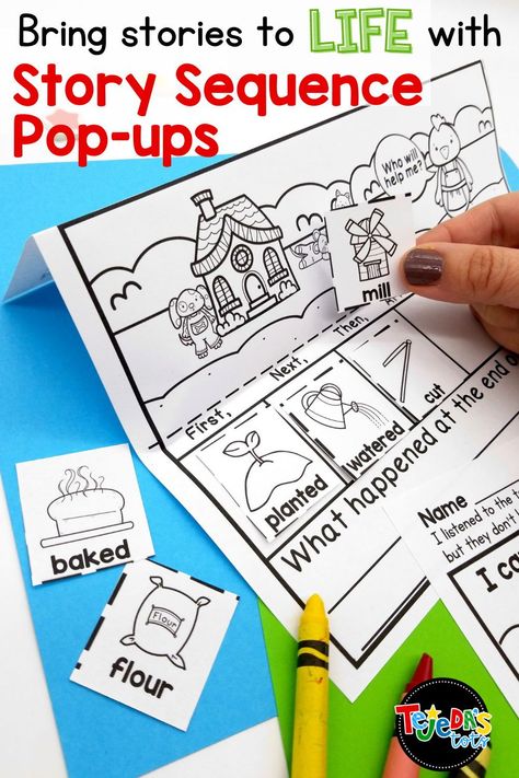 Story sequence pop-ups are a new, exciting way for little learners to retell a story by acting it out, with NO prep! Click through to learn more! Popsicle Stick Puppets, The Napping House, Reading Mini Lessons, The Kissing Hand, Story Retell, Story Sequencing, Kindergarten Books, Story Activities, First Grade Activities