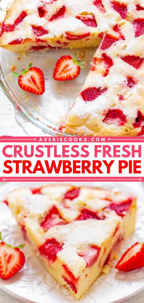 Looking for more quick and easy summer desserts? This crustless pie recipe is a winner! With a texture somewhere in between a cake and a blondie, this fresh strawberry pie is a fabulous Labor Day party food idea! Strawberry Recipes Easy, Mixed Berry Pie, Strawberry Pie Recipe, Fresh Strawberry Pie, Refreshing Desserts, Strawberry Pie, Easy Strawberry, Quick Bread Recipes, Strawberry Cakes