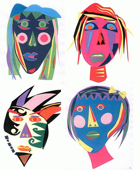 paper-portraits Paper Collage Portraits Faces, Coloured Paper Art, Year 9 Art Projects, Elementary School Art Lessons, Cubist Collage, Portrait Art Lesson, Picasso Faces, Collage Faces, Paper Face