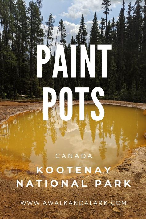 The Paint Pots are another great spot along the highway in Kootenay National Park in Canada. It's a short walk to a brightly coloured mineral pools. Toronto Canada Travel, Kootenay National Park, Alberta Travel, Paint Pots, Hiking Europe, Canada National Parks, Toronto Travel, Canadian Travel, Canada Destinations