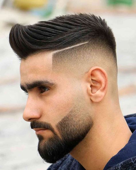 Hard Part Haircut, High Fade Haircut, Beard Fade, Men's Short Hair, Cool Hairstyles For Men, Corte De Cabelo Masculino, Mens Haircuts Short, Hard Part, Fade Haircut