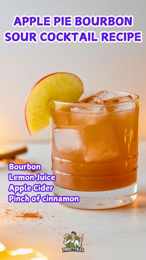 Indulge in the delicious flavors of autumn with this Apple Pie Bourbon Sour Cocktail Recipe! This spiced Apple Pie Bourbon Sour combines rich bourbon with the warm essence of apple pie, creating a delightful twist on the classic whiskey sour. Perfect for fall gatherings, this Apple Pie Infused Bourbon Sour features hints of cinnamon and nutmeg, making it an irresistible choice for any occasion. Discover the ultimate Apple Pie Cocktail with Bourbon that captures the essence of autumn in every sip Apple Pie Bourbon, Cocktail With Bourbon, Spiced Apple Pie, Infused Bourbon, Apple Pie Cocktail, Bourbon Sour, Bourbon Cocktail Recipe, Smoked Cocktails, Pie Flavors