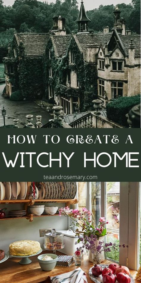 Simple Witchcraft, Green Magic Homes, Beginner Witchcraft, Witchy Bedroom, Witchy House, Witchy Home, Cottage Witch, Witch Cottage, Green Witchcraft