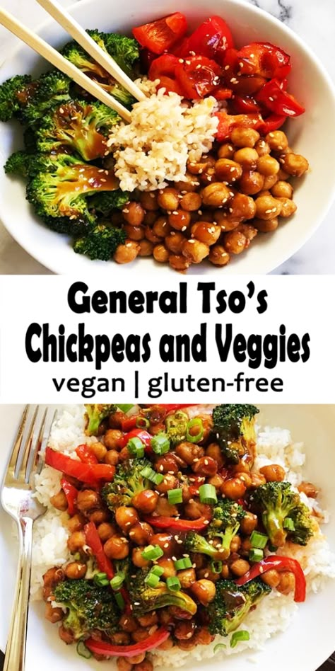 Recipe Chickpeas, Veggies Dinner, General Tso, Plant Based Diet Recipes, Chickpea Recipes, Tasty Vegetarian Recipes, Sauteed Veggies, Think Food, Plant Based Eating