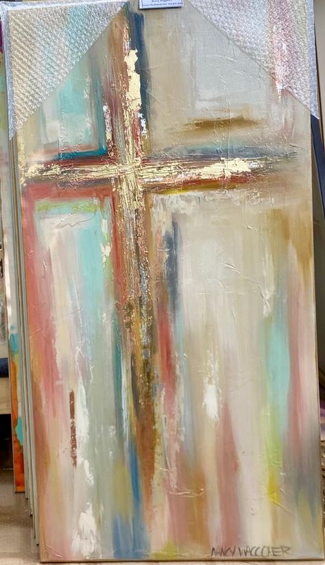 Easy Cross Painting, Cross Paintings On Canvas, Christian Paintings On Canvas Easy, Cross Canvas Paintings, Cross Art Painting, Cross Artwork, Class Painting, Cross Painting, Scrap Wood Art