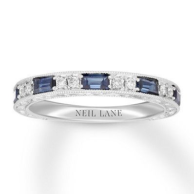 Sapphire Anniversary Band, Sapphire Anniversary Ring, Sapphire Anniversary, Sapphire And Diamond Band, Neil Lane, Sapphire Wedding Band, Sterling Silver Jewelry Rings, Sapphire Band, Vintage Sapphire