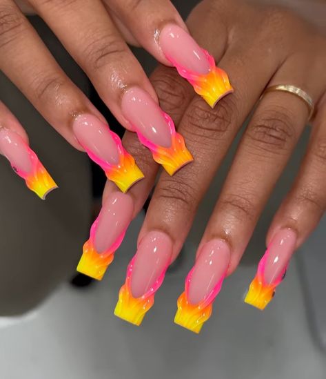 Fye Nails, Acrylic Medium, Miami Nails, Drip Nails, Colored Acrylic Nails, French Acrylic Nails, Long Acrylic Nails Coffin, Acrylic Nails Coffin Pink, Long Square Acrylic Nails