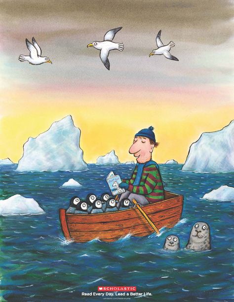 Read Every Day poster by Axel Scheffler for Scholastic Axel Scheffler, Library Inspiration, People Drawing, Positive Art, Hand Painted Stones, Illustrator Artist, Childrens Illustrations, Book Inspiration, Children's Book Illustration