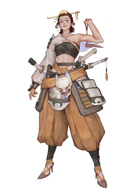 Girl Costume Ideas, Rpg Character Art, Character Art Female, Samurai Concept, Character Design Art, Samurai Girl, Female Samurai, Desenhos Gravity Falls, Creation Art