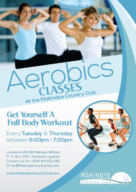 Aerobics Classes at Makindye Country Club Fitness Class Poster, Fitness Poster, Aerobics Classes, Fitness Flyer, Class Poster, Lord Wallpapers, Shiva Lord, Workout Posters, Tv Ads