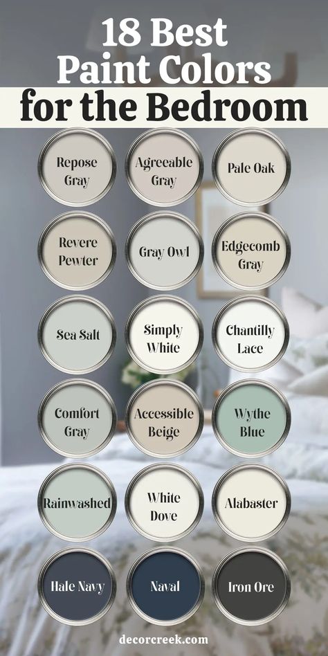 18 Best Paint Colors for the Bedroom Mast Bedroom Paint Colors, Bedroom Paint Colors With Light Wood Furniture, Sherwin Williams Cozy Bedroom Colors, Soft Bedroom Colors Wall, Neutral Bedroom Colors Sherwin Williams, Paint Colours For North Facing Rooms, Paint For Rooms Bedrooms, Paint Colors To Sell Your House, Paint Colors For Teenage Girls Room