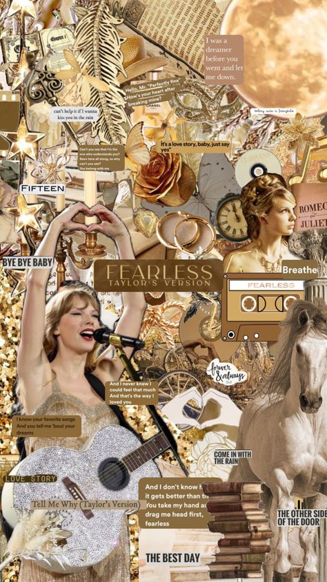 Fearless // Wallpaper 💛🫶🏻 #wallpaper #fearlesstaylorsversion  #theerastour  #fearlesstaylorswift #fearless Taylor Swift Fearless Era Aesthetic, Fearless Wallpaper, Taylor Swift Fearless Album, Ella Name, Fearless Album, Taylor Swift Images, Bye Bye Baby, Taylor Swift Party, Aesthetic Music