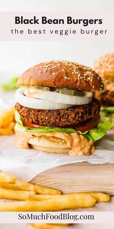 Black bean walnut burgers have a satisfying meaty texture and are grill-able and gluten-free! Vegan Black Bean Burgers, Easy Veggie Burger, Ella Vegan, Vegan Black Bean Burger, Healthy Fast Food Options, Black Bean Burger Recipe, Vegan Burger Recipe, Black Bean Burger, Plant Based Burgers