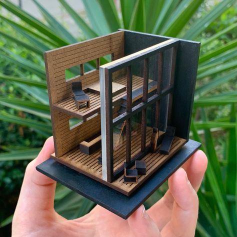 Modern Mini House, Modern House Model, Micro Dollhouse, Dollhouse Design, Perspective Drawing Architecture, Concept Models Architecture, Architecture Models, Architecture Portfolio Design, Arch Model