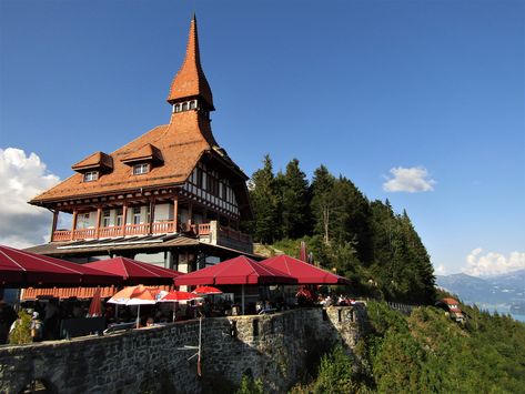 Breathtaking views from Harder Kulm in Switzerland Harder Kulm Switzerland, Switzerland Sunset, Interlaken, Sea Level, Bern, Beautiful Places To Visit, The Two, Breathtaking Views, Switzerland