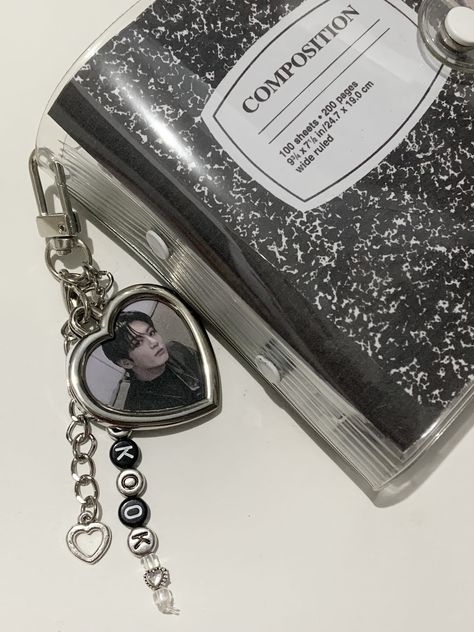 Pc Binder Aesthetic, Heart Locket Keychain, Jungkook Keychain, Jungkook Heart, Pc Binder, Locket Keychain, Bts Keychain, Diy Beaded Rings, Bts Merch