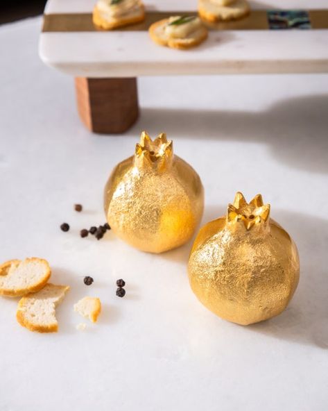 Gold Tableware, Pomegranate Design, Wooden Tableware, Pomegranate Fruit, Condiment Holder, Salt Cellar, Pepper Mill, Salt And Pepper Set, Dining Table Decor