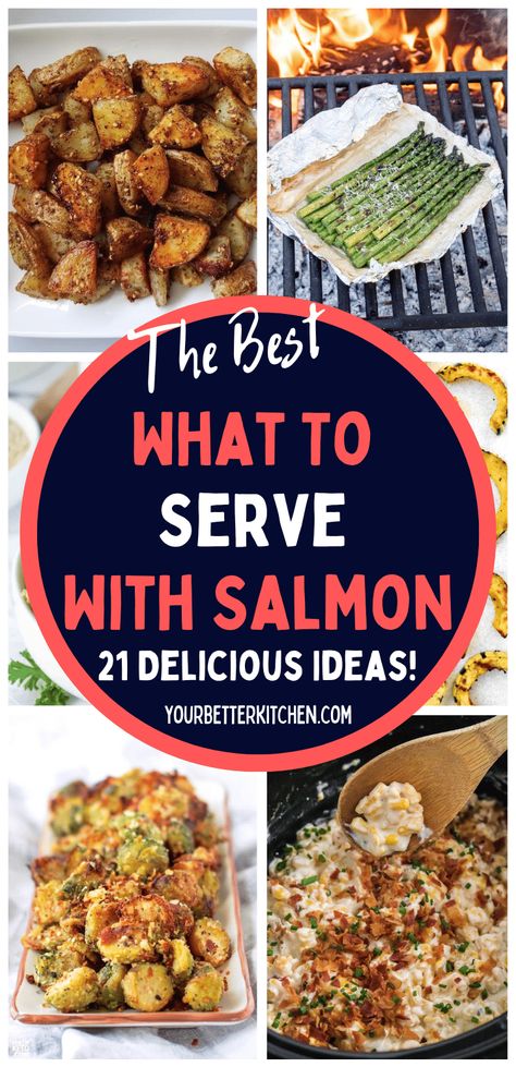 Bbq Salmon Side Dishes, Side Salad With Salmon, Salmon Recipes With Sides, Sides For Smoked Salmon, Salmon Burgers Sides, Sides For Salmon Burgers, Salmon Patty Side Dishes, Grilled Salmon Side Dishes, Best Sides With Salmon