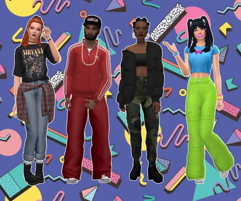 MMOutfitters Sims4 90s Cc, Ts4 90s Cc, Sims 4 90s, Sims 4 90s Cc, 90s Lookbook, 4 Piercings, Theatre Dress, Hip Hop Grunge, Sims 4 Decades Challenge