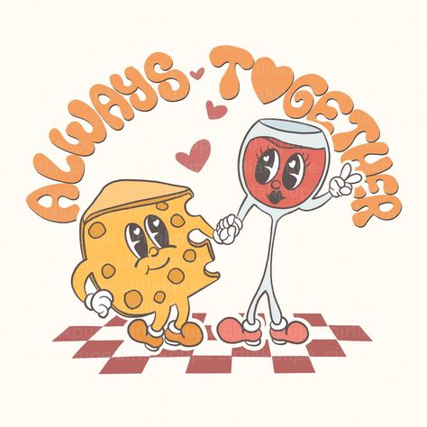 Always Together, Valentines Printables Free, Couple Shirt, Summer Png, Retro Valentines, Retro Cartoons, Love Illustration, Cartoon Crossovers, Retro Summer