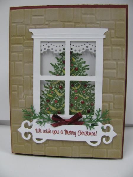 Paintings Christmas, Diy Christmas Paintings, Window Cards, Homemade Christmas Cards, Stampin Up Christmas Cards, Christmas Card Crafts, Frame Card, Stampin Up Christmas, Diy Christmas Cards