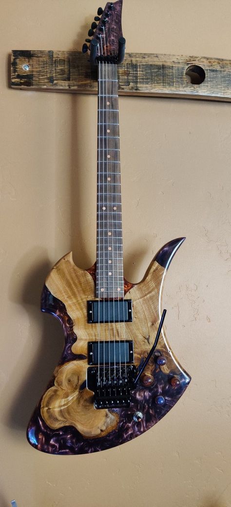 Custom Guitars Electric, Cool Electric Guitar Design, Acoustic Guitar Design, Epoxy Guitar, Crazy Guitar Designs, Unique Electric Guitar Designs, Wood Electric Guitar, Weird Bass Guitars, Custom Acoustic Guitars