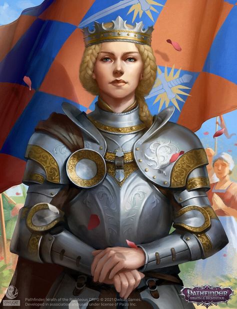 ArtStation - Pathfinder: Wrath of the Righteous. Queen Galfrey portrait, Elena Kononenko Pathfinder Wrath Of The Righteous, Wrath Of The Righteous, Fantasy Queen, Female Armor, Female Knight, Queen Art, Games Art, Warrior Queen, Knight Art