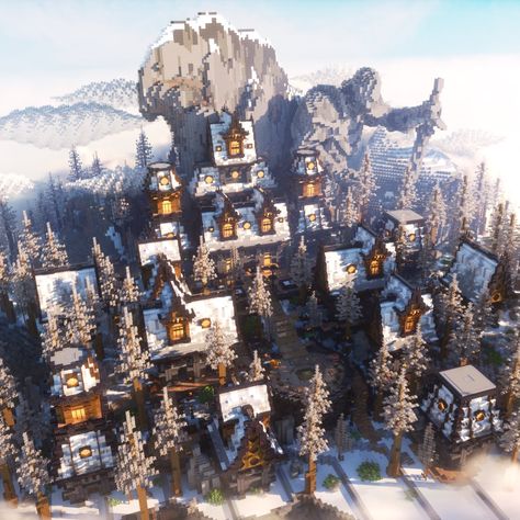 (1) BreadBuilds (@BreadBuilds_) / Twitter Frozen Village, Arctic Village, Ice Village, Village Minecraft, Minecraft Pe, Minecraft Tutorial, Minecraft Builds, Minecraft Designs, Pine Forest