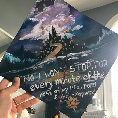 Tangled Senior Quotes, Anastasia Musical, Pretty Water, College Grad Cap Ideas, Grad Cap Decorated, Senior Stuff, We'll Be Alright, Diy Graduation Cap, Diy Graduation