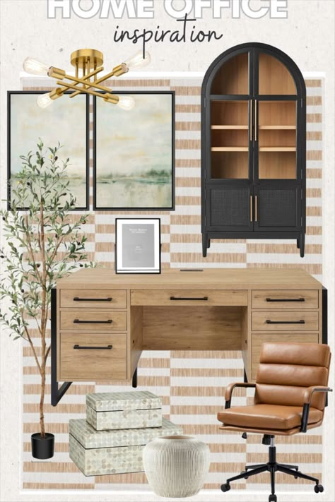 Mason Modern Wood Laminate Office … curated on LTK Organic Modern Guest Room Office, Modern Farm Office, Black And Neutral Home Office, Home Office Inspo Masculine, Office Modern Organic, Office And Storage Room Ideas, Earthy Modern Office, Light And Airy Home Office, Organic Modern Office Design