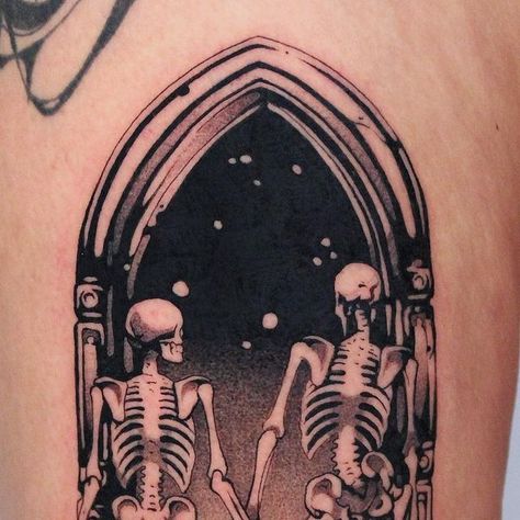 Tattoos On The Leg, Skeleton Tattoos, Liminal Space, Space Tattoo, Dark Tattoo, Blackwork Tattoo, Follow You, Black And Grey Tattoos, Tattoo Shop