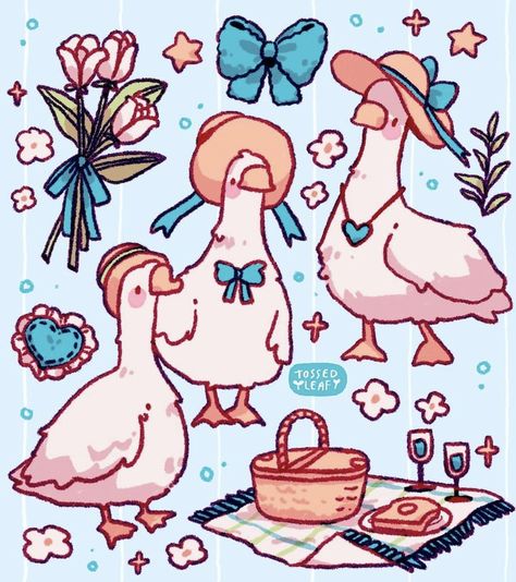 Goose Drawing, Props Art, Creative Drawing Prompts, Art Tools Drawing, Little Doodles, Sketchbook Inspiration, A Picnic, Cute Little Drawings, Creative Drawing