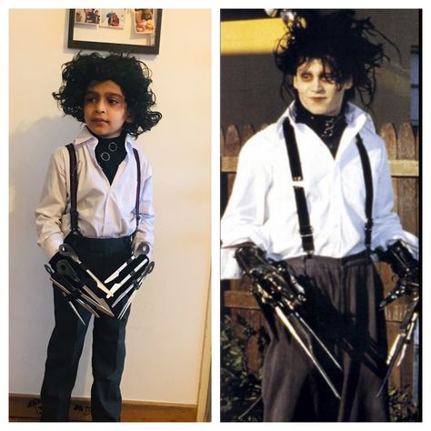 Edwards Scissorhands Costume, Edward Scissorhands Kids Costume, Diy Edward Scissorhands Costume, Edward Scissorhands Costume, Sibling Costume, Classic Halloween Costumes, Halloween Coustumes, Kids Face Paint, Classic Halloween