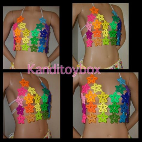 Sexy rainbow kandi star crop top etsy.com/shop/kanditoybox Kandi Outfits, Kandi Top, Kandi Star, Star Crop Top, Rainbow Kandi, Scene Kandi, Stylish Tops For Girls, Glow In Dark Party, Kandi Inspo