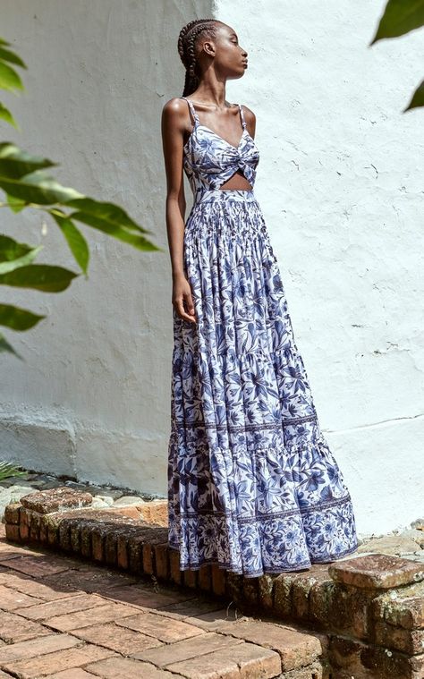 Dorothy Dandridge, Crepe Maxi Dress, Fitted Maxi Dress, Spring Summer 2023, 2023 Collection, Inspiration Mode, Navy Floral, Summer 2023, Pre Fall