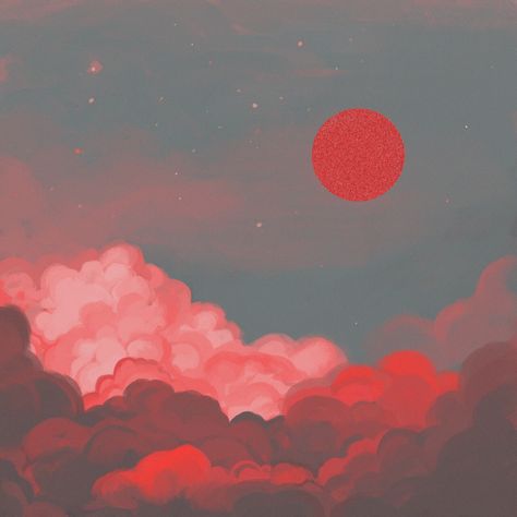 Red Sun, Pink Clouds, The Sky, Sun, Red, Pink