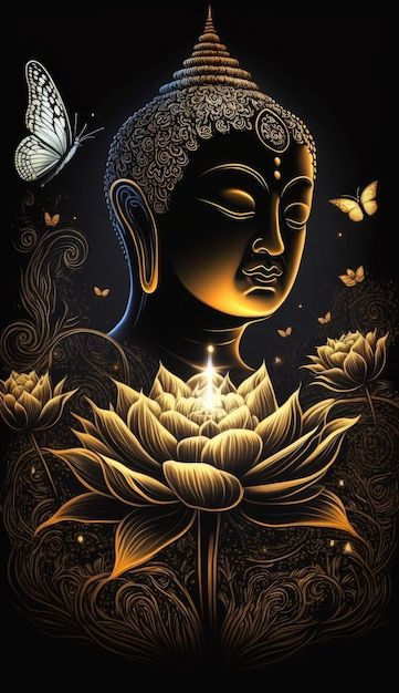 Buddha Purnima Vesak Day Illustration De... | Premium Photo #Freepik #photo #bouddhisme #bouddha #bouddha-zen #bouddhiste Photo Zen, Vesak Day, Image Zen, Buddha Purnima, Day Illustration, Buddha Zen, Dia De Muertos, Premium Photo, Lotus