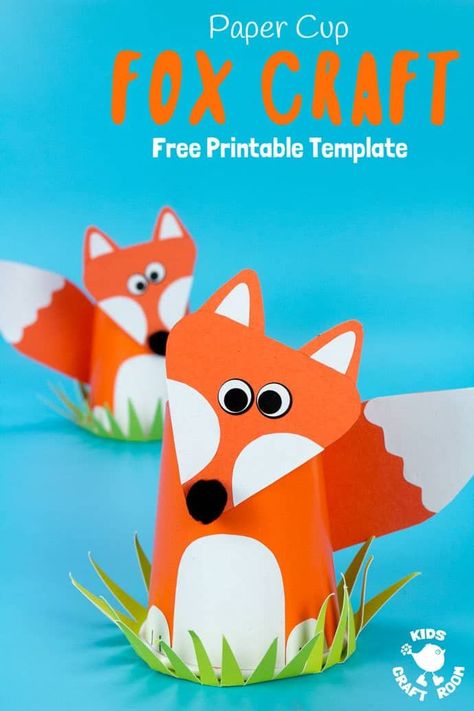 DIY Bastelidee für Kinder: Kleiner Fuchs aus Pappbechern basteln - Beschäftigungsidee für den Fuchsgeburtstag Fox Craft, Paper Cup Crafts, Insect Crafts, Fox Crafts, Kids Craft Room, Cute Paper, The Crafts, Cup Crafts, Animal Crafts For Kids